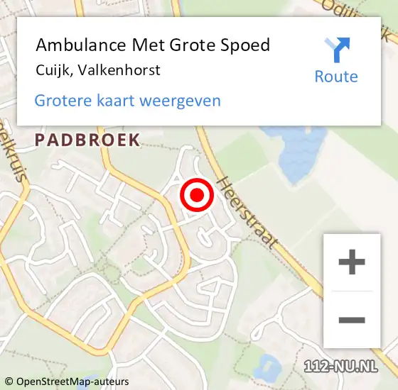Locatie op kaart van de 112 melding: Ambulance Met Grote Spoed Naar Cuijk, Valkenhorst op 1 maart 2020 01:01