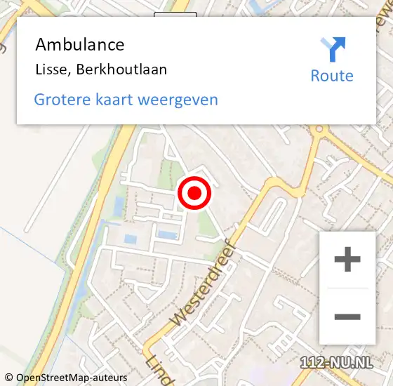 Locatie op kaart van de 112 melding: Ambulance Lisse, Berkhoutlaan op 1 maart 2020 01:23