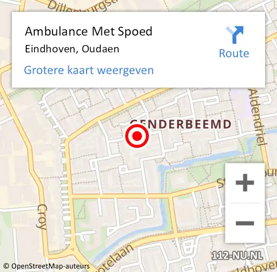 Locatie op kaart van de 112 melding: Ambulance Met Spoed Naar Eindhoven, Oudaen op 1 maart 2020 02:02