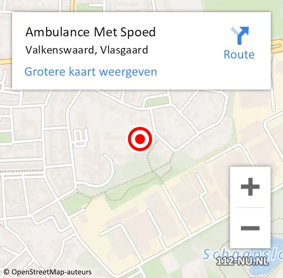 Locatie op kaart van de 112 melding: Ambulance Met Spoed Naar Valkenswaard, Vlasgaard op 1 maart 2020 02:11