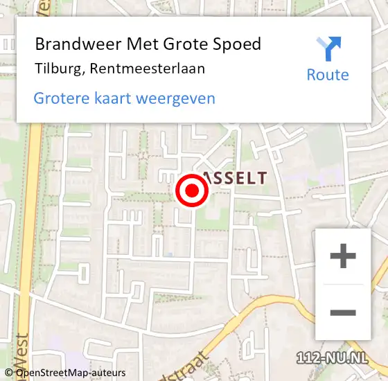 Locatie op kaart van de 112 melding: Brandweer Met Grote Spoed Naar Tilburg, Rentmeesterlaan op 1 maart 2020 03:02