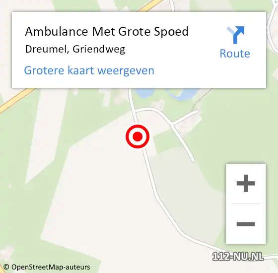 Locatie op kaart van de 112 melding: Ambulance Met Grote Spoed Naar Dreumel, Griendweg op 1 maart 2020 03:55