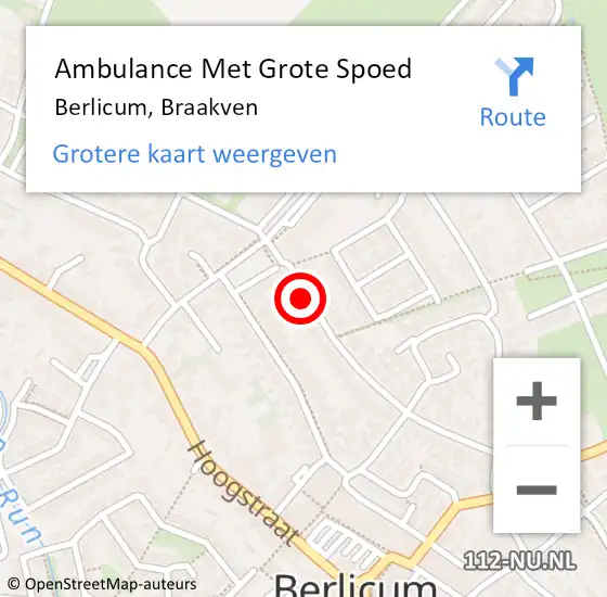 Locatie op kaart van de 112 melding: Ambulance Met Grote Spoed Naar Berlicum, Braakven op 1 maart 2020 06:17