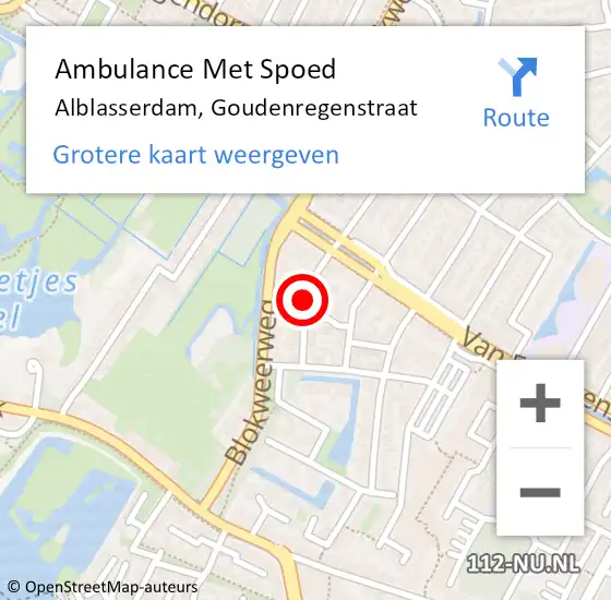 Locatie op kaart van de 112 melding: Ambulance Met Spoed Naar Alblasserdam, Goudenregenstraat op 1 maart 2020 09:24