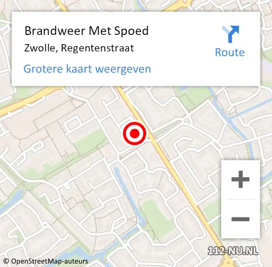 Locatie op kaart van de 112 melding: Brandweer Met Spoed Naar Zwolle, Regentenstraat op 30 april 2014 04:25