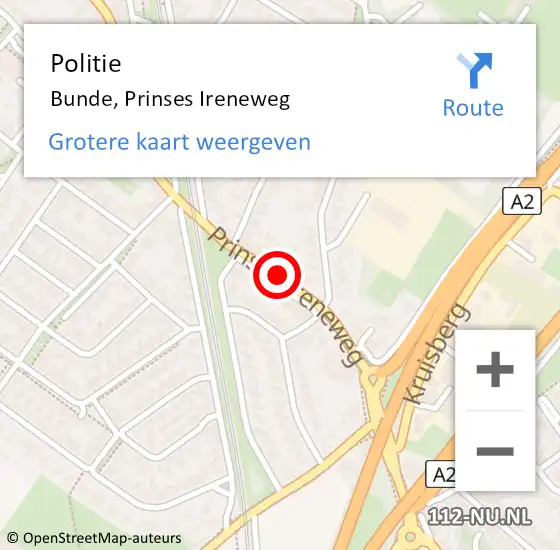 Locatie op kaart van de 112 melding: Politie Bunde, Prinses Ireneweg op 1 maart 2020 10:56