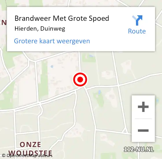 Locatie op kaart van de 112 melding: Brandweer Met Grote Spoed Naar Hierden, Duinweg op 1 maart 2020 11:44