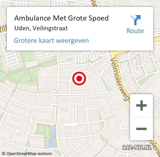 Locatie op kaart van de 112 melding: Ambulance Met Grote Spoed Naar Uden, Veilingstraat op 1 maart 2020 11:54