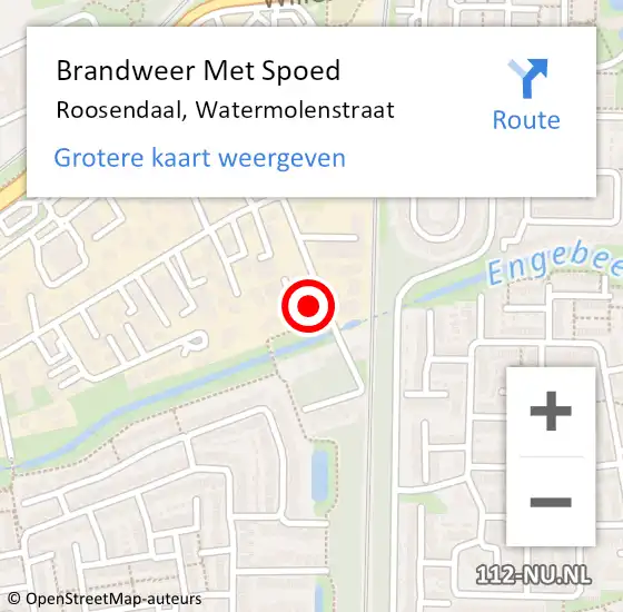 Locatie op kaart van de 112 melding: Brandweer Met Spoed Naar Roosendaal, Watermolenstraat op 1 maart 2020 12:04