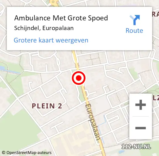 Locatie op kaart van de 112 melding: Ambulance Met Grote Spoed Naar Schijndel, Europalaan op 1 maart 2020 12:22