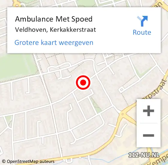 Locatie op kaart van de 112 melding: Ambulance Met Spoed Naar Veldhoven, Kerkakkerstraat op 1 maart 2020 12:32