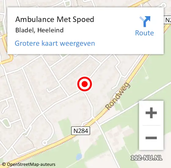 Locatie op kaart van de 112 melding: Ambulance Met Spoed Naar Bladel, Heeleind op 1 maart 2020 13:08