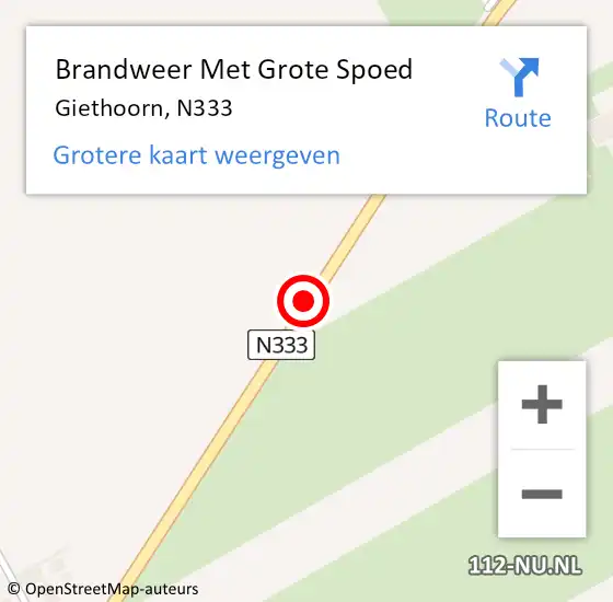 Locatie op kaart van de 112 melding: Brandweer Met Grote Spoed Naar Giethoorn, N333 op 30 april 2014 05:20