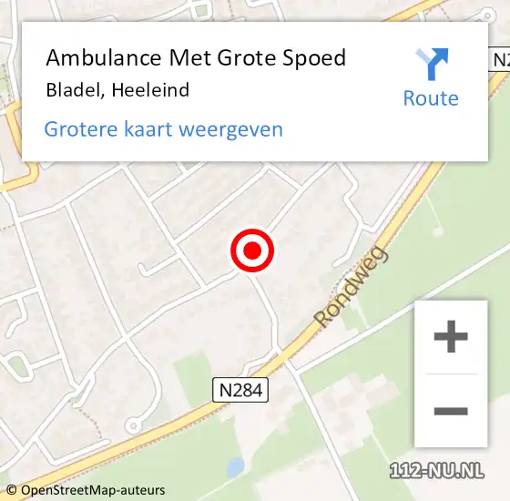 Locatie op kaart van de 112 melding: Ambulance Met Grote Spoed Naar Bladel, Heeleind op 1 maart 2020 13:21