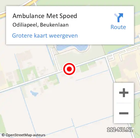 Locatie op kaart van de 112 melding: Ambulance Met Spoed Naar Odiliapeel, Beukenlaan op 1 maart 2020 14:23