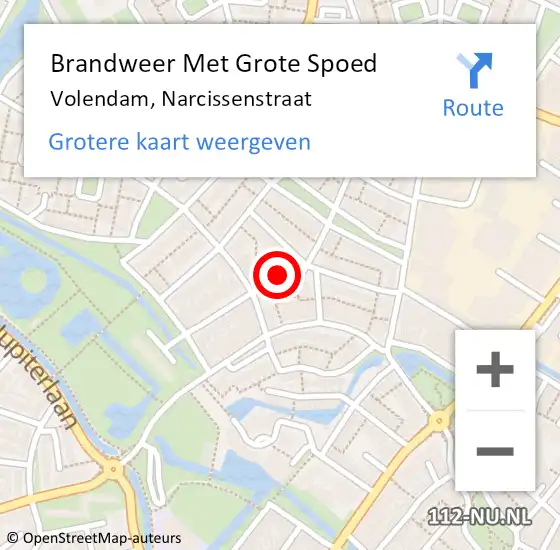 Locatie op kaart van de 112 melding: Brandweer Met Grote Spoed Naar Volendam, Narcissenstraat op 1 maart 2020 14:42