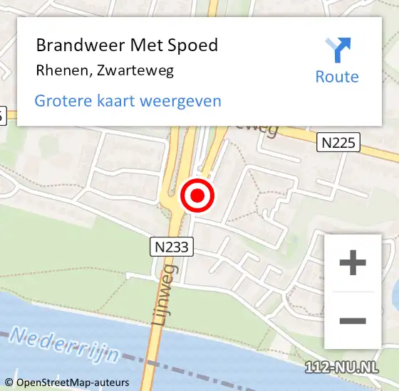 Locatie op kaart van de 112 melding: Brandweer Met Spoed Naar Rhenen, Zwarteweg op 1 maart 2020 15:37