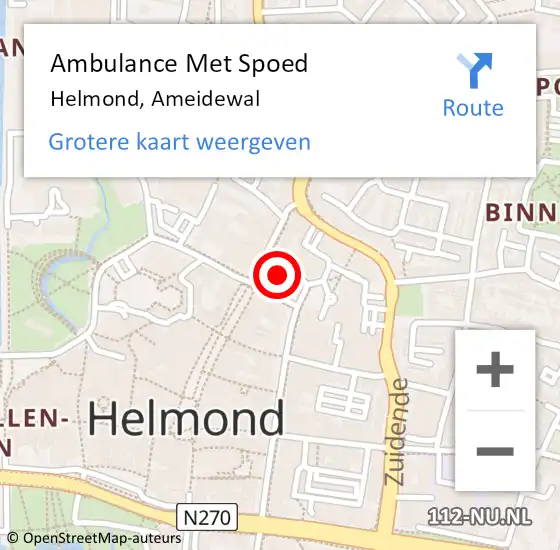 Locatie op kaart van de 112 melding: Ambulance Met Spoed Naar Helmond, Ameidewal op 1 maart 2020 17:22