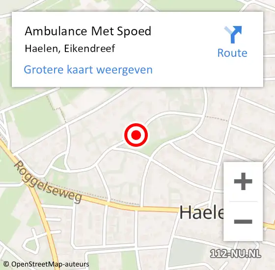 Locatie op kaart van de 112 melding: Ambulance Met Spoed Naar Haelen, Eikendreef op 1 maart 2020 17:47