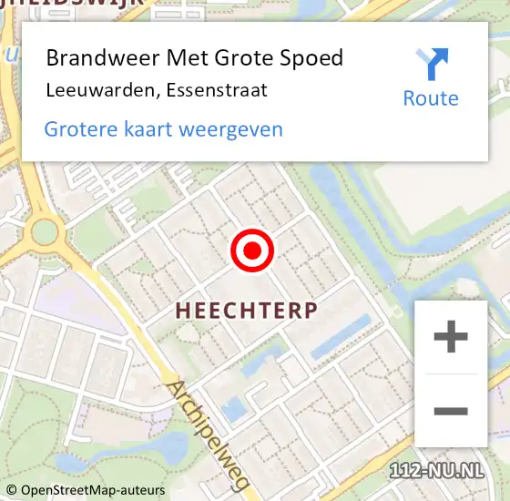 Locatie op kaart van de 112 melding: Brandweer Met Grote Spoed Naar Leeuwarden, Essenstraat op 1 maart 2020 19:58