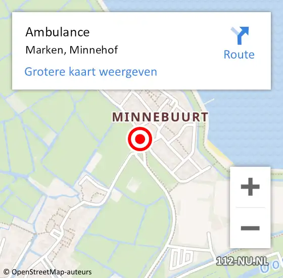 Locatie op kaart van de 112 melding: Ambulance Marken, Minnehof op 1 maart 2020 20:10