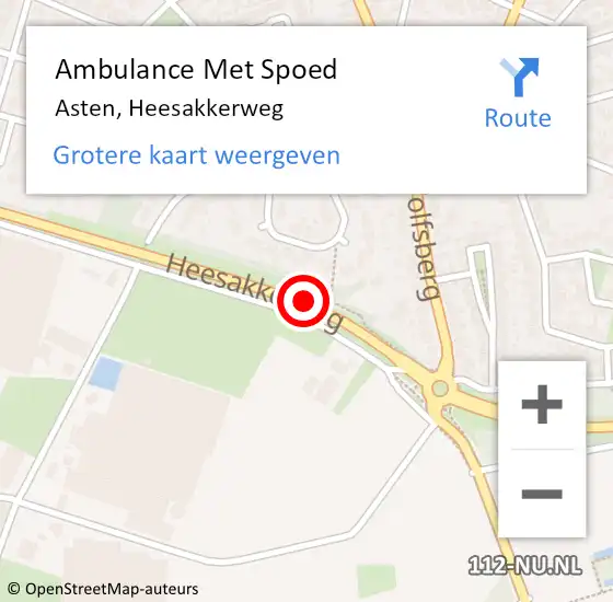 Locatie op kaart van de 112 melding: Ambulance Met Spoed Naar Asten, Heesakkerweg op 1 maart 2020 20:31