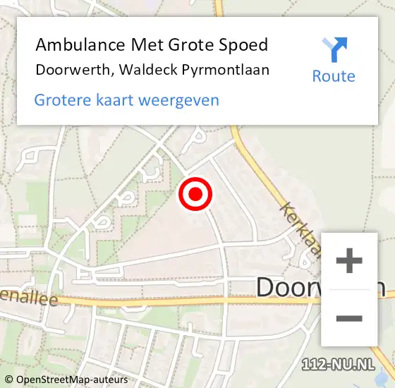 Locatie op kaart van de 112 melding: Ambulance Met Grote Spoed Naar Doorwerth, Waldeck Pyrmontlaan op 1 maart 2020 21:22