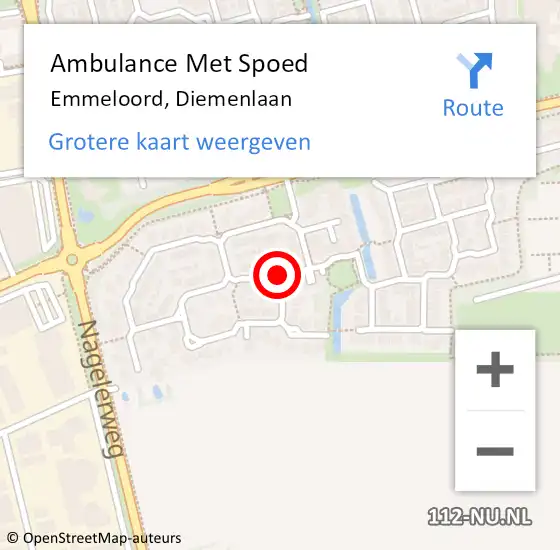 Locatie op kaart van de 112 melding: Ambulance Met Spoed Naar Emmeloord, Diemenlaan op 1 maart 2020 21:27