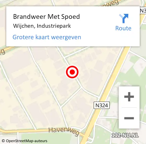 Locatie op kaart van de 112 melding: Brandweer Met Spoed Naar Wijchen, Industriepark op 1 maart 2020 23:48