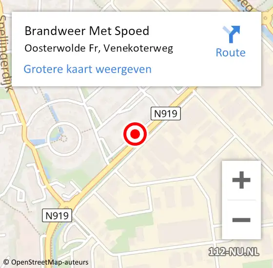 Locatie op kaart van de 112 melding: Brandweer Met Spoed Naar Oosterwolde Fr, Venekoterweg op 2 maart 2020 02:22