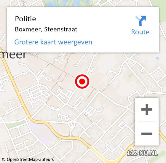 Locatie op kaart van de 112 melding: Politie Boxmeer, Steenstraat op 2 maart 2020 04:31