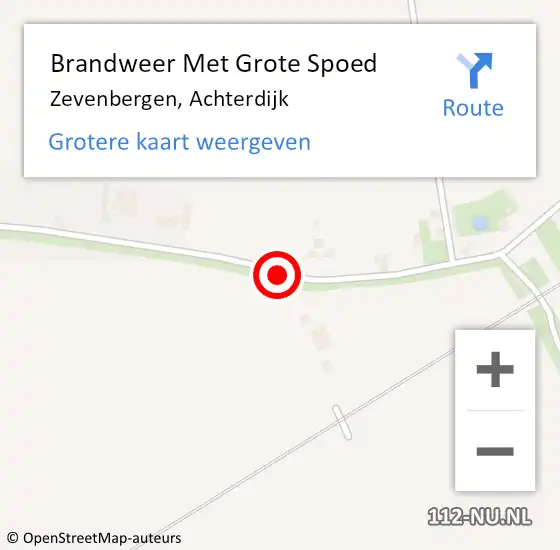 Locatie op kaart van de 112 melding: Brandweer Met Grote Spoed Naar Zevenbergen, Achterdijk op 2 maart 2020 06:40