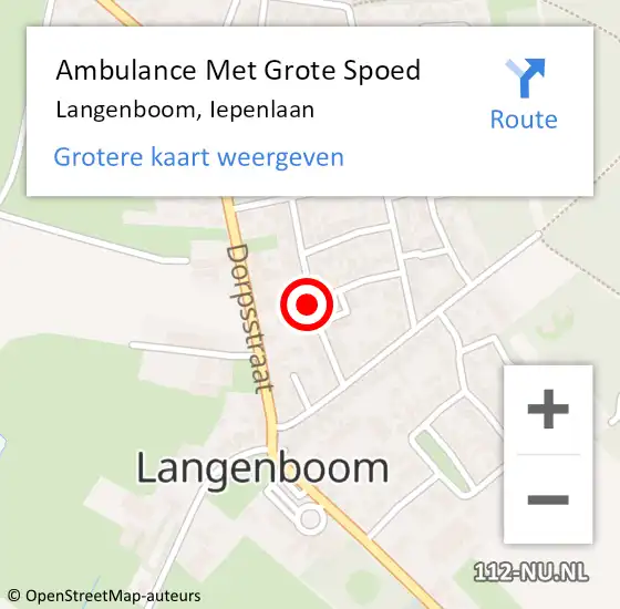 Locatie op kaart van de 112 melding: Ambulance Met Grote Spoed Naar Langenboom, Iepenlaan op 2 maart 2020 08:08