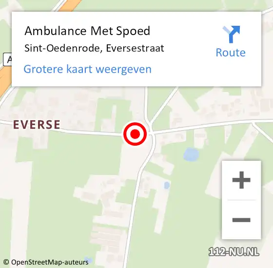 Locatie op kaart van de 112 melding: Ambulance Met Spoed Naar Sint-Oedenrode, Eversestraat op 2 maart 2020 08:12