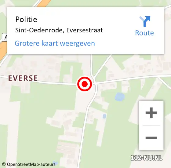 Locatie op kaart van de 112 melding: Politie Sint-Oedenrode, Eversestraat op 2 maart 2020 08:13