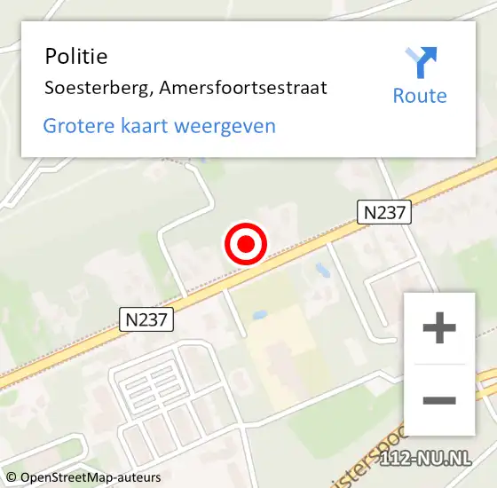 Locatie op kaart van de 112 melding: Politie Soesterberg, Amersfoortsestraat op 2 maart 2020 09:22