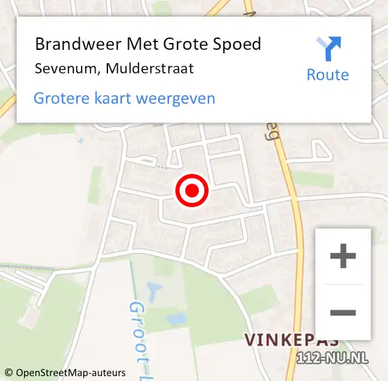 Locatie op kaart van de 112 melding: Brandweer Met Grote Spoed Naar Sevenum, Mulderstraat op 2 maart 2020 09:39