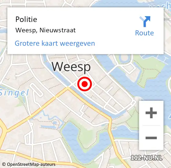 Locatie op kaart van de 112 melding: Politie Weesp, Nieuwstraat op 2 maart 2020 09:55