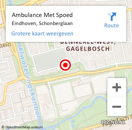 Locatie op kaart van de 112 melding: Ambulance Met Spoed Naar Eindhoven, Schonberglaan op 2 maart 2020 10:08