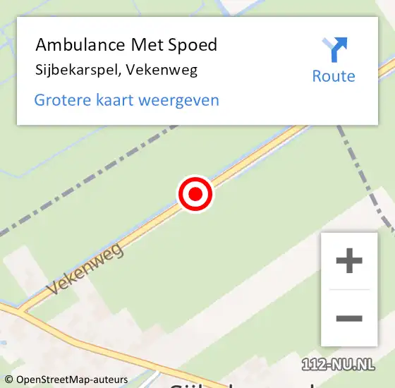 Locatie op kaart van de 112 melding: Ambulance Met Spoed Naar Sijbekarspel, Vekenweg op 2 maart 2020 10:10