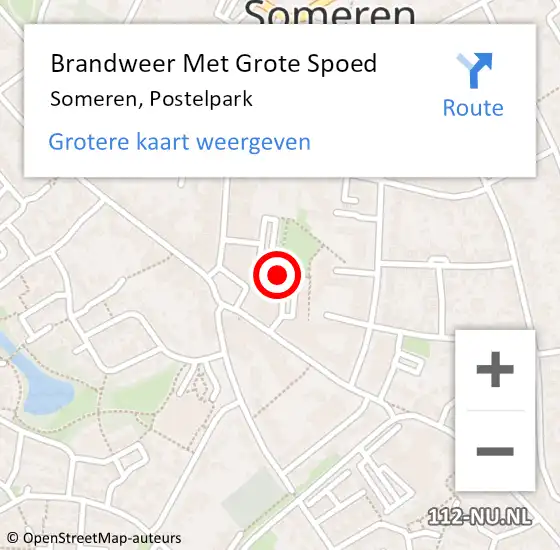 Locatie op kaart van de 112 melding: Brandweer Met Grote Spoed Naar Someren, Postelpark op 2 maart 2020 10:14