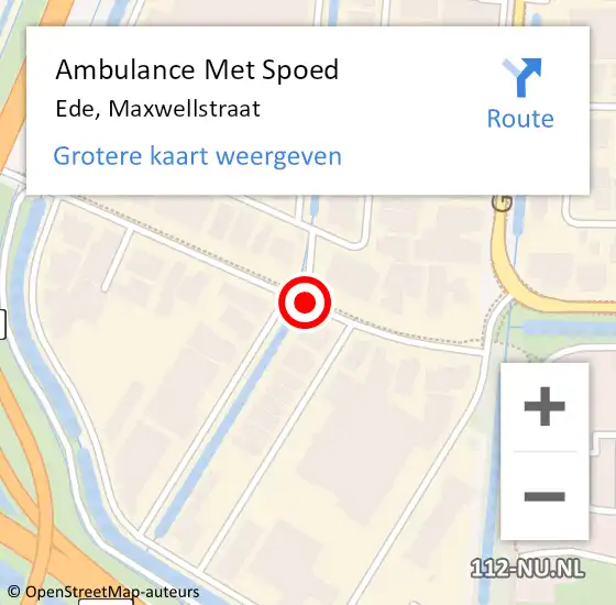 Locatie op kaart van de 112 melding: Ambulance Met Spoed Naar Ede, Maxwellstraat op 2 maart 2020 10:29