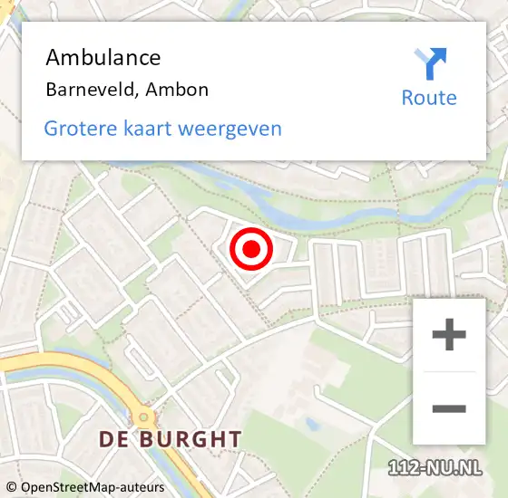 Locatie op kaart van de 112 melding: Ambulance Barneveld, Ambon op 2 maart 2020 10:59