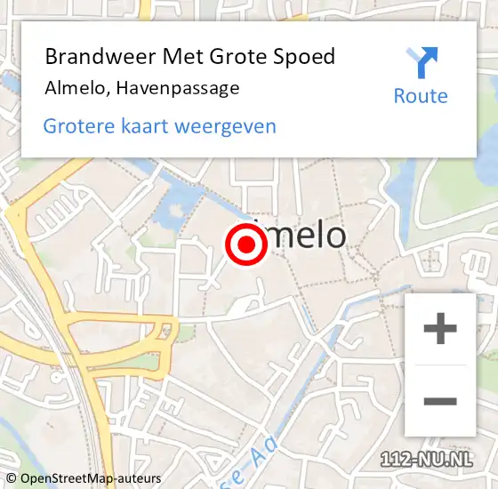 Locatie op kaart van de 112 melding: Brandweer Met Grote Spoed Naar Almelo, Havenpassage op 2 maart 2020 11:11