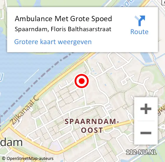 Locatie op kaart van de 112 melding: Ambulance Met Grote Spoed Naar Spaarndam, Floris Balthasarstraat op 2 maart 2020 11:18