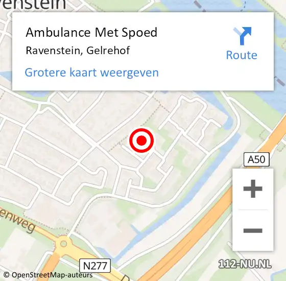 Locatie op kaart van de 112 melding: Ambulance Met Spoed Naar Ravenstein, Gelrehof op 2 maart 2020 11:35