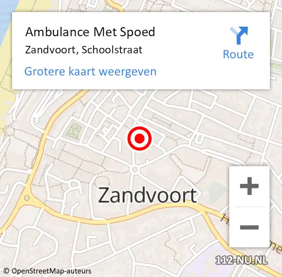 Locatie op kaart van de 112 melding: Ambulance Met Spoed Naar Zandvoort, Schoolstraat op 2 maart 2020 11:50