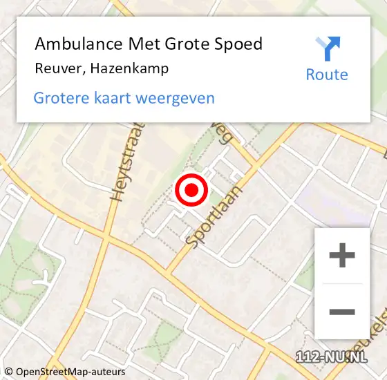 Locatie op kaart van de 112 melding: Ambulance Met Grote Spoed Naar Reuver, Hazenkamp op 2 maart 2020 12:16