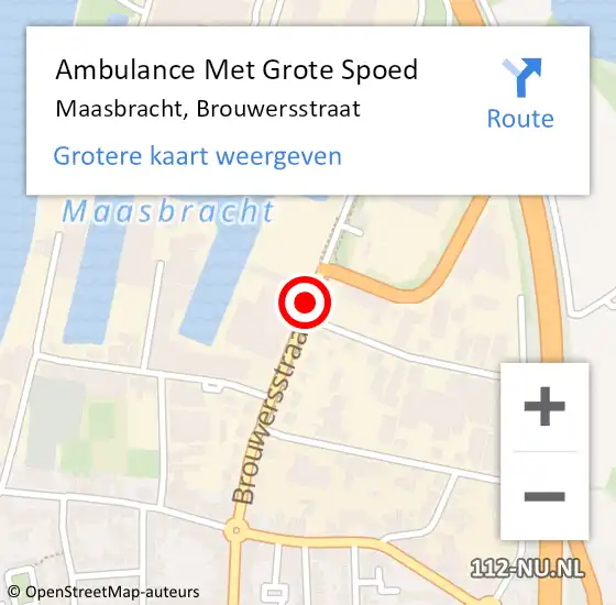 Locatie op kaart van de 112 melding: Ambulance Met Grote Spoed Naar Maasbracht, Brouwersstraat op 2 maart 2020 12:38