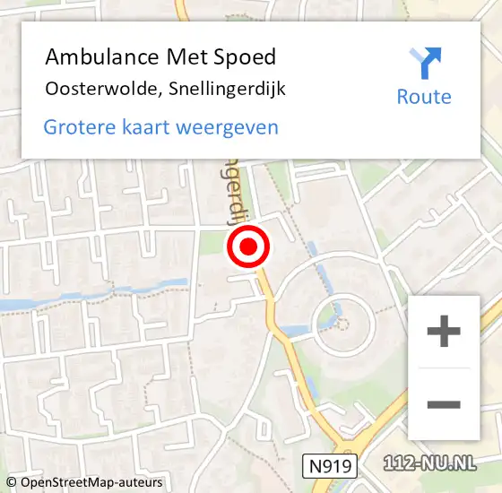 Locatie op kaart van de 112 melding: Ambulance Met Spoed Naar Oosterwolde, Snellingerdijk op 2 maart 2020 13:44